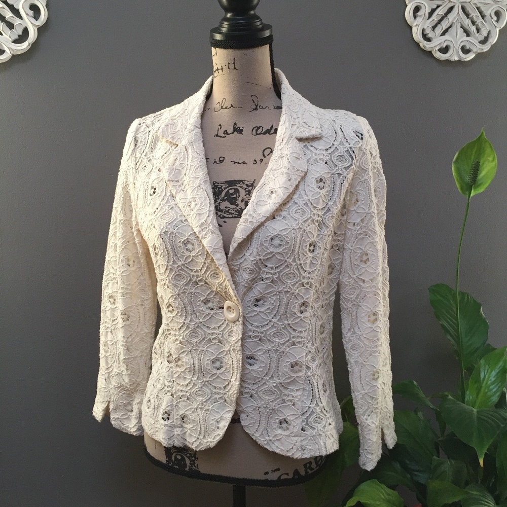 Cynthia Rowley Lace Blazer Ivory